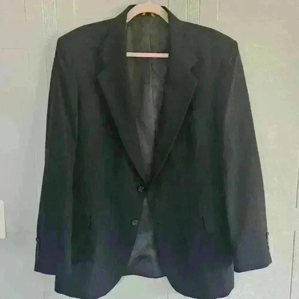 Sterling and Hunt Luxe Dark Navy Pinstripe 100% Wool Blazer Sz 42R EUC